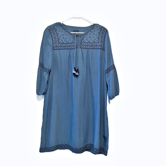 J. Jill Tops - J. Jill Denim Blue Tunic with Lace Accents